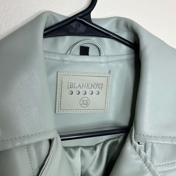 Blank NYC Faux Leather Moto Jacket Light Green size XS - Picture 3 of 6